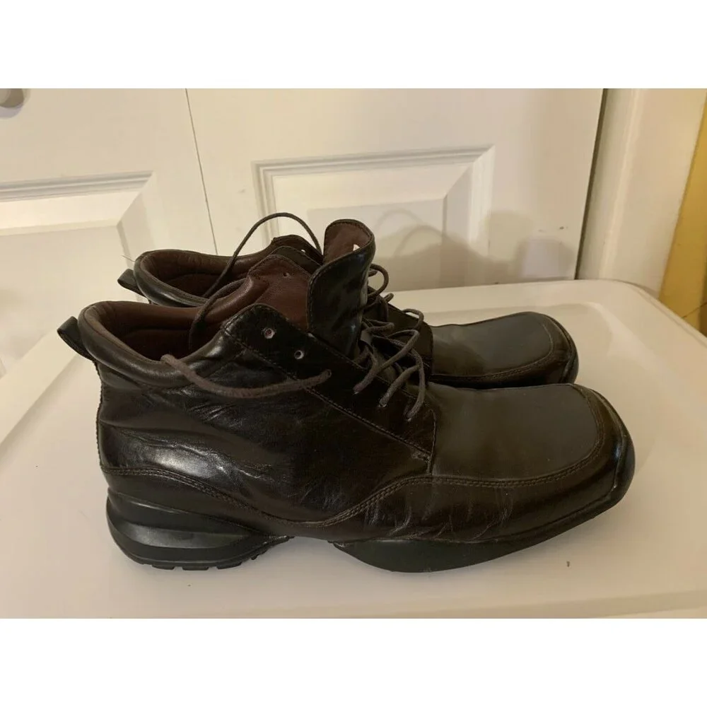 Kenneth Cole New York Men’s Sz 8 Square Toe Ankle Boots‎ Brown Leather Shoes
